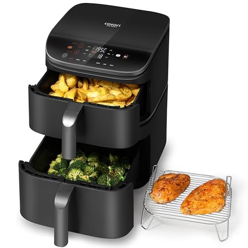 COSORI TurboTower Dual Air Fryer, 10.8L Space-Saving Stacked Design, 3-Layer Cooking - Image 2