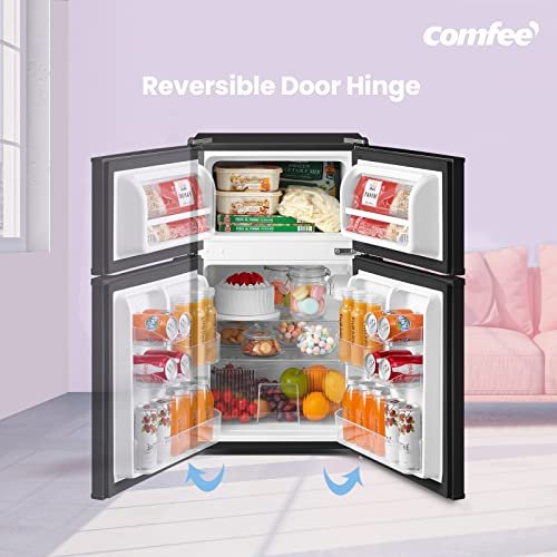 COMFEE' RCT87BL2(E) Under Counter Fridge Freezer, 87L Double Door Small Fridge Freezer with Light - Image 7