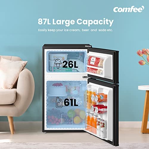 COMFEE' RCT87BL2(E) Under Counter Fridge Freezer, 87L Double Door Small Fridge Freezer with Light - Image 8