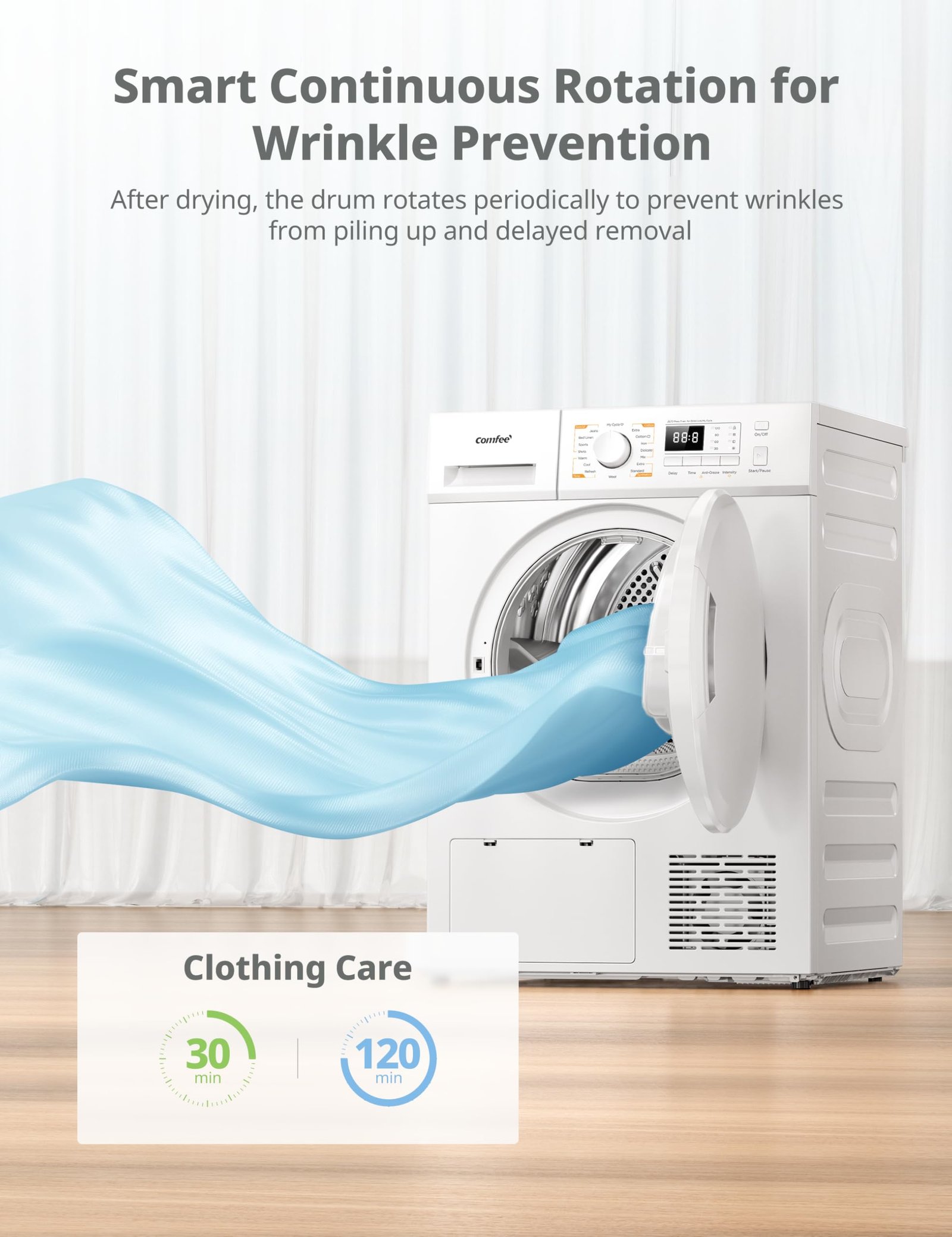 COMFEE' Freestanding Heat Pump Tumble Dryer,8kg Front Load, A+ Class, 16 Programmes - Image 6