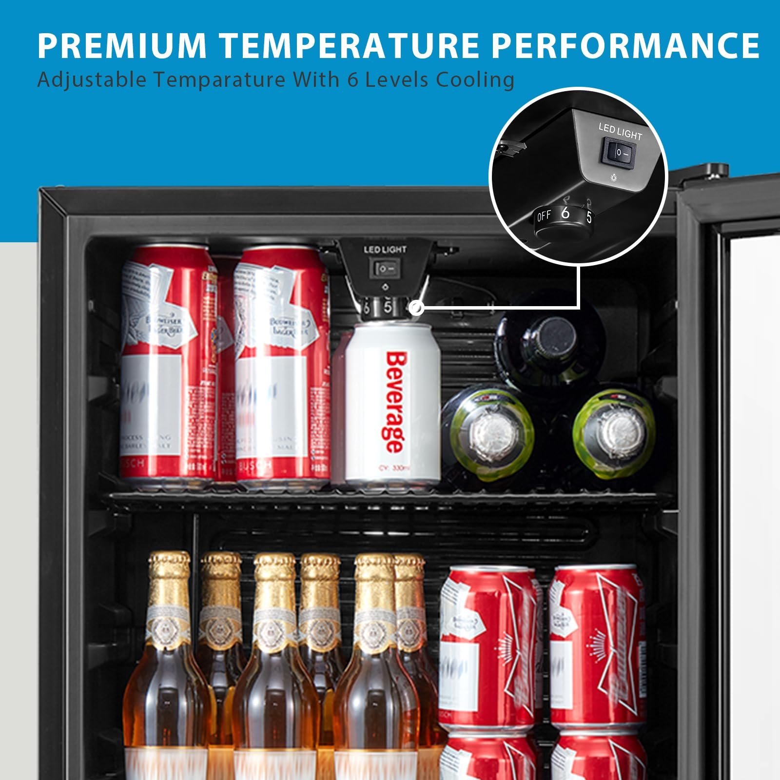 COMFEE' RCZ99BG2(E) Under Counter Beer & Drinks Fridge-93L Capacity,Holds up to 115 Cans - Image 6
