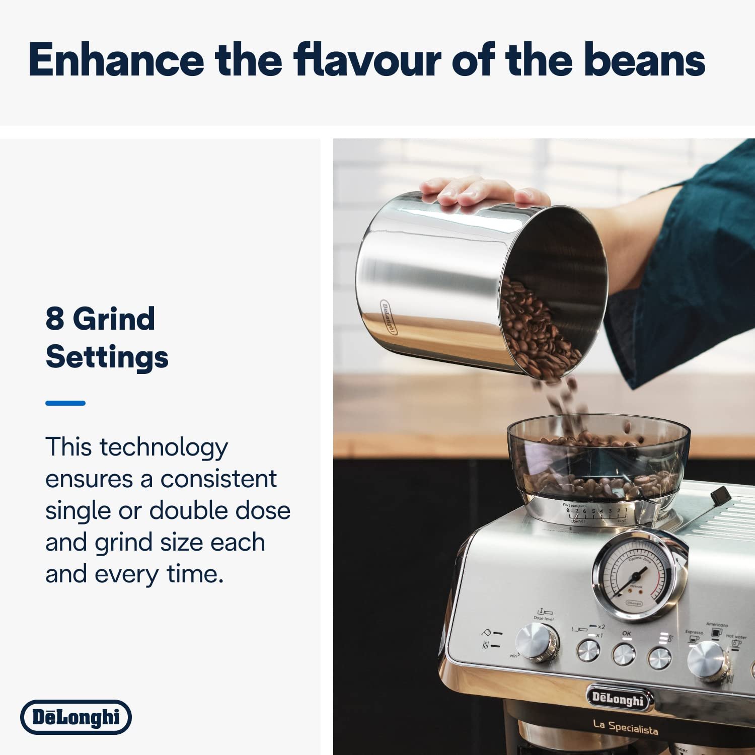 De'Longhi La Specialista Metal Barista Pump Espresso Machine, Bean to Cup Coffee - Image 6