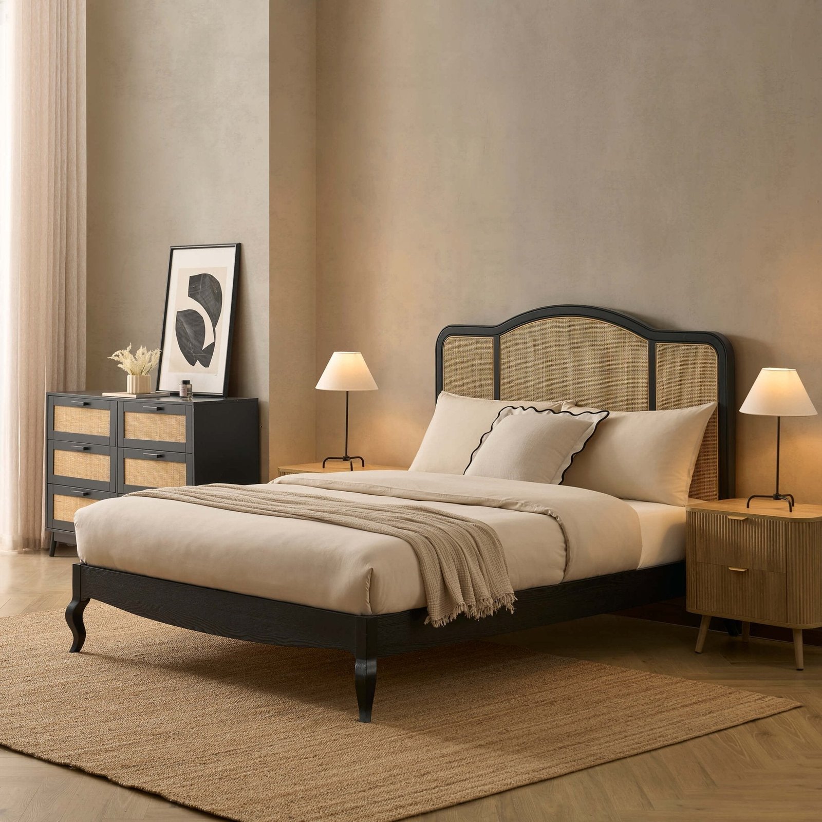 Annecy Rattan Bed Frame - Black - Image 2