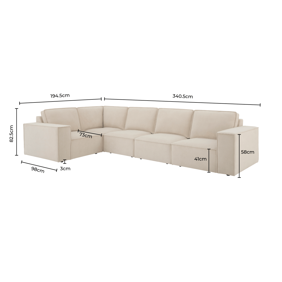 Brooklyn Large Left Hand L-Shape Sofa - Ink - Image 7