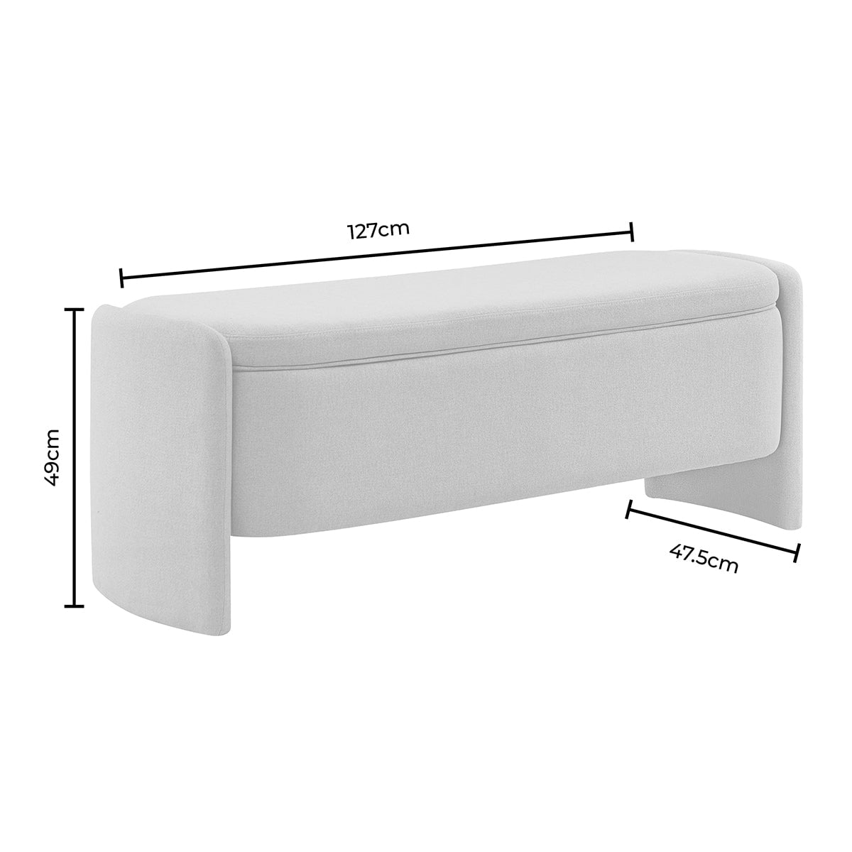 Didsbury Boucle Curved Storage Bench - Off White - Image 8