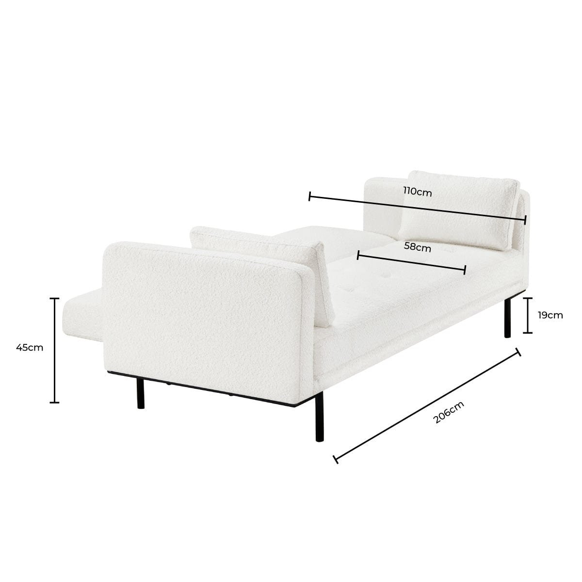 Hudson Bouclé Click Clack Sofa Bed - Off White - Image 8