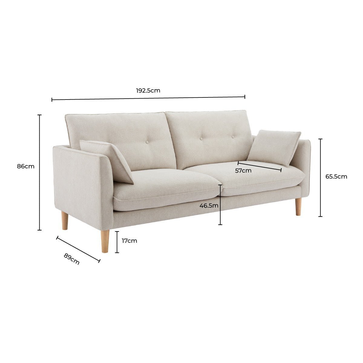 Shoreditch 3 Seater Sofa - Natural - Image 11
