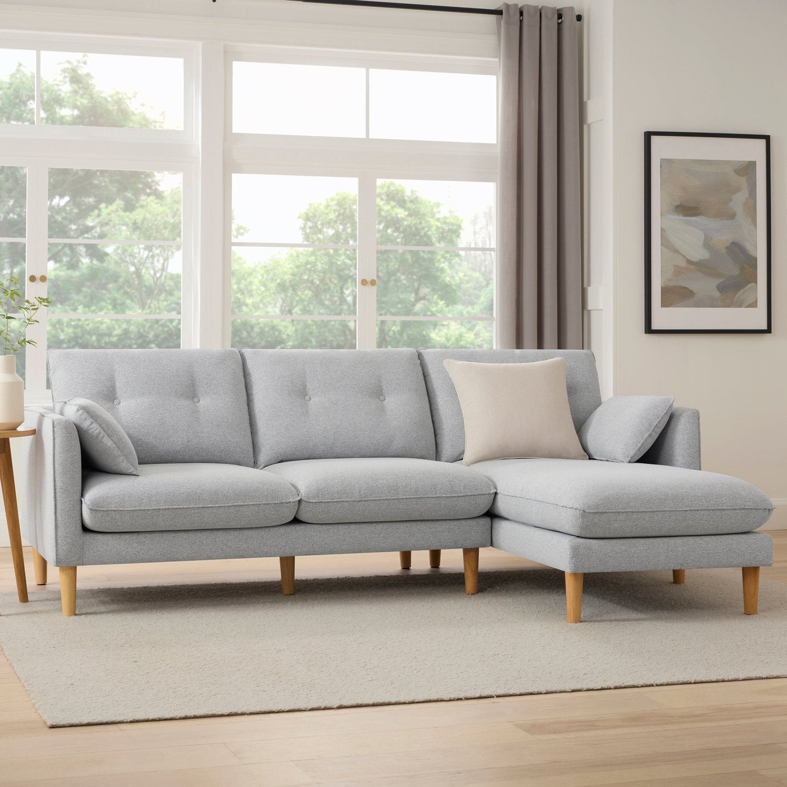 Shoreditch Right Hand Chaise Sofa - Light Grey - Image 2