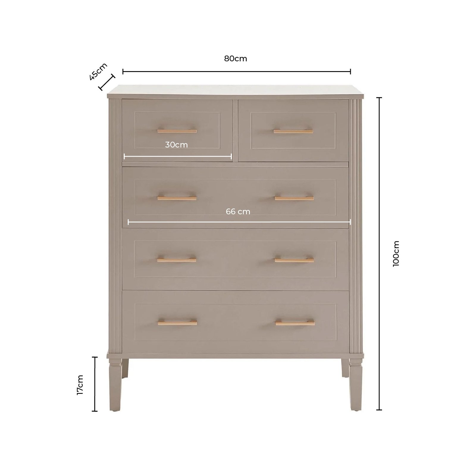 Sienna 5 Drawer Chest - Cream - Image 8