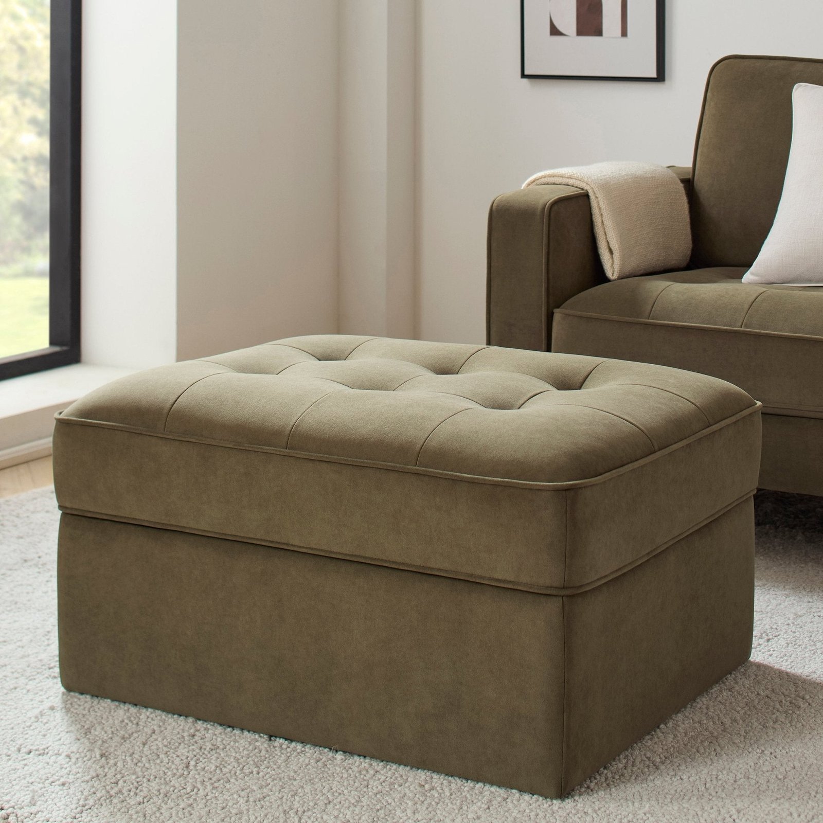 Sloane Ottoman Storage Pouffe - Olive