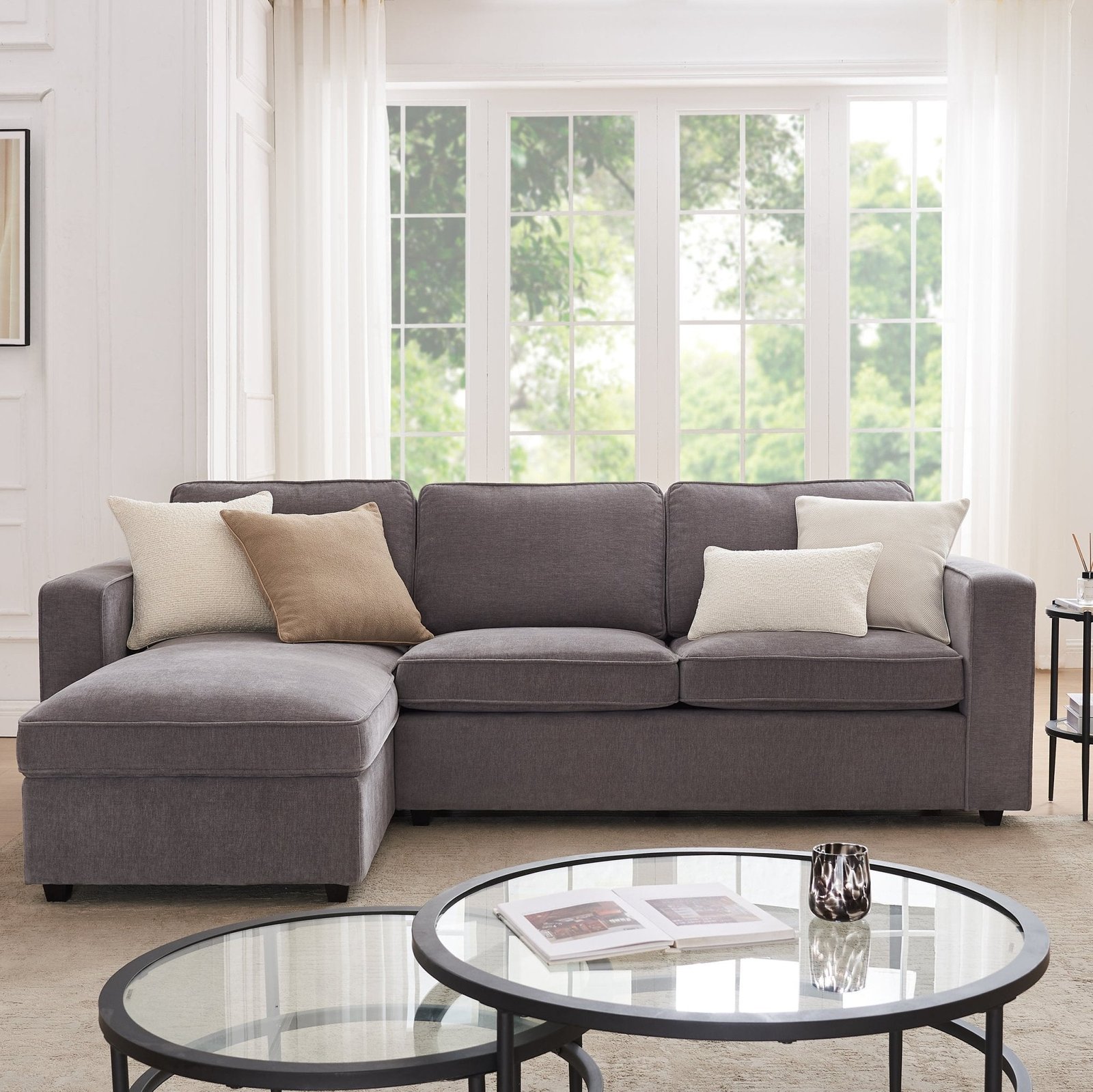 Soho Left Hand Storage Chaise Sofa - Grey