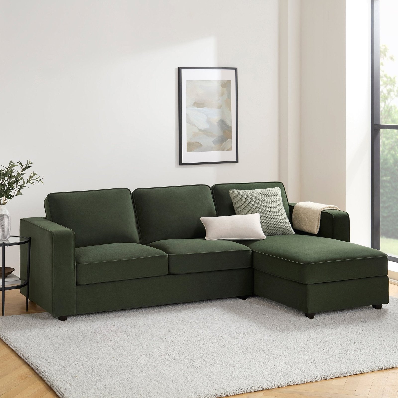 Soho Right Hand Storage Chaise Sofa - Dark Olive